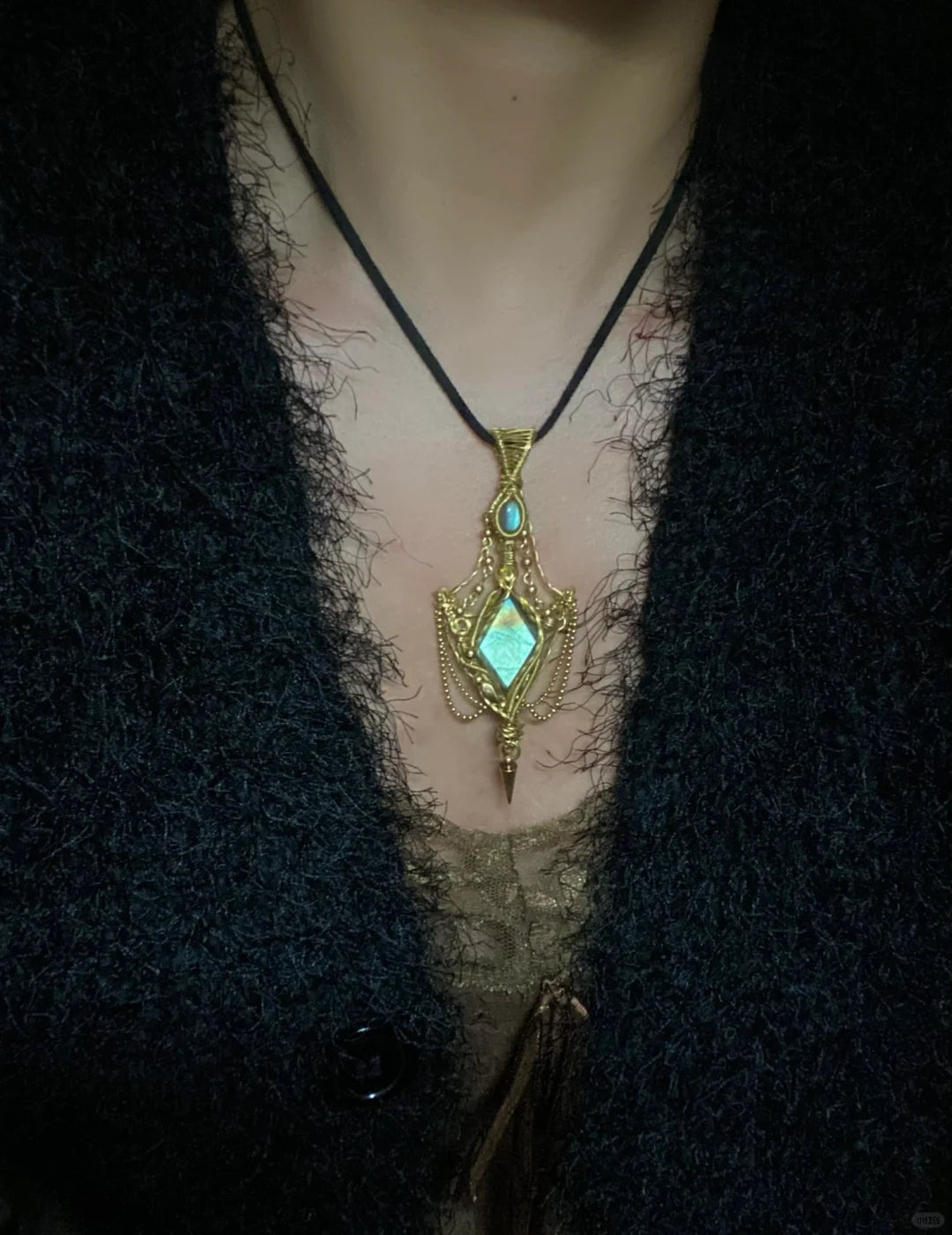 Day 57 Yellow Copper Wire Wrapping Labradorite Pendant