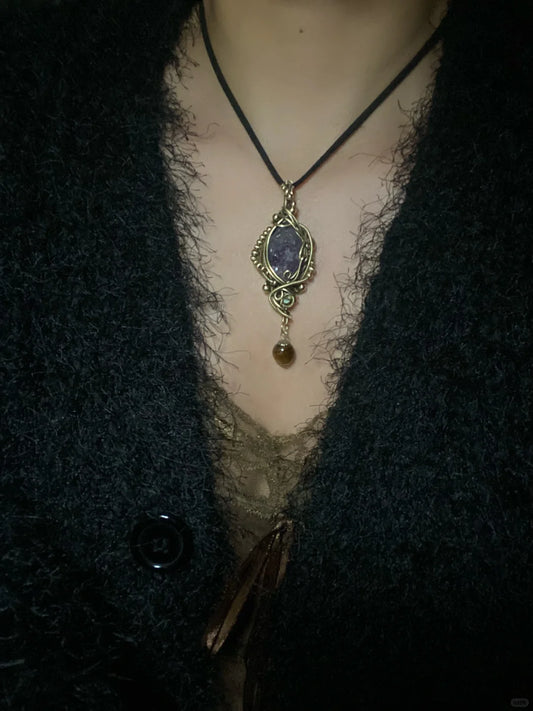 Day 61 Amethyst macrame pendant wire wrapping