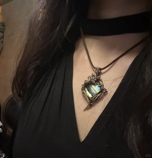 Labradorite Colourful Square Pendant