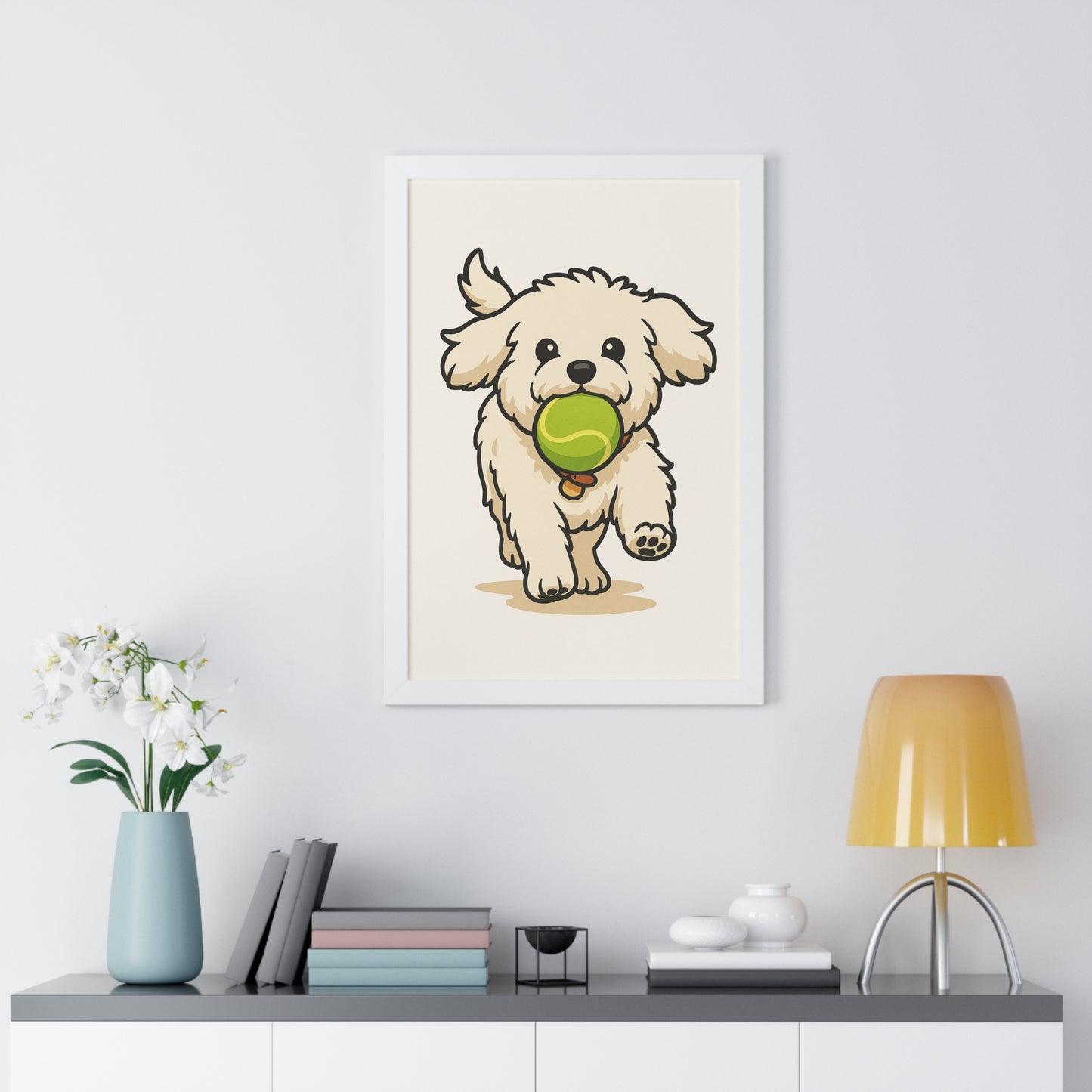 Dog Cartoon Framed Vertical Poster