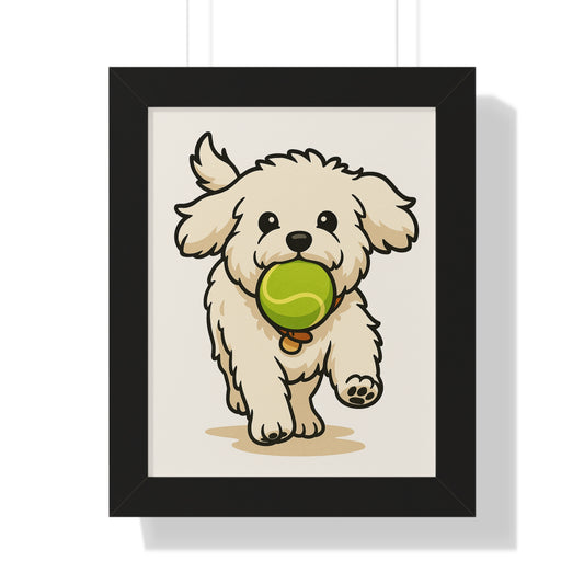 Dog Cartoon Framed Vertical Poster