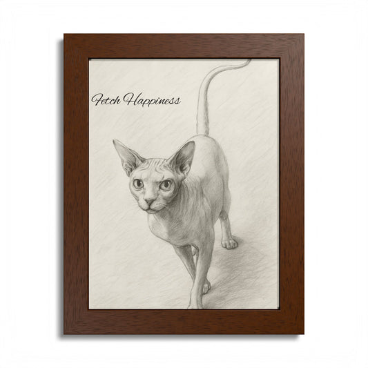 Fetch Happiness Sphynx Cat Poster Multi-Color Artwork for Cat Lovers