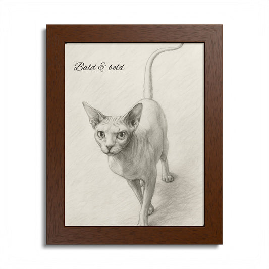 Bald And Bold Framed Sphynx Cat Poster