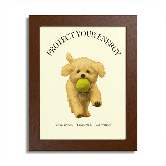 Protect Your Energy Poster Framed Dog Art Print