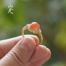 Load image into Gallery viewer, Xiaguang Natural South Red Agate Zircon Bracelet S945 Sterling Silver Adjustable Elegant Graceful Ring Rings Gift
