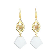 Load image into Gallery viewer, S925 Sterling Silver Gold-Plated Hollow Unique Geometric Earring Pendant for Ladies Hetian Jade Elegant Earrings Ear Hook New Pr
