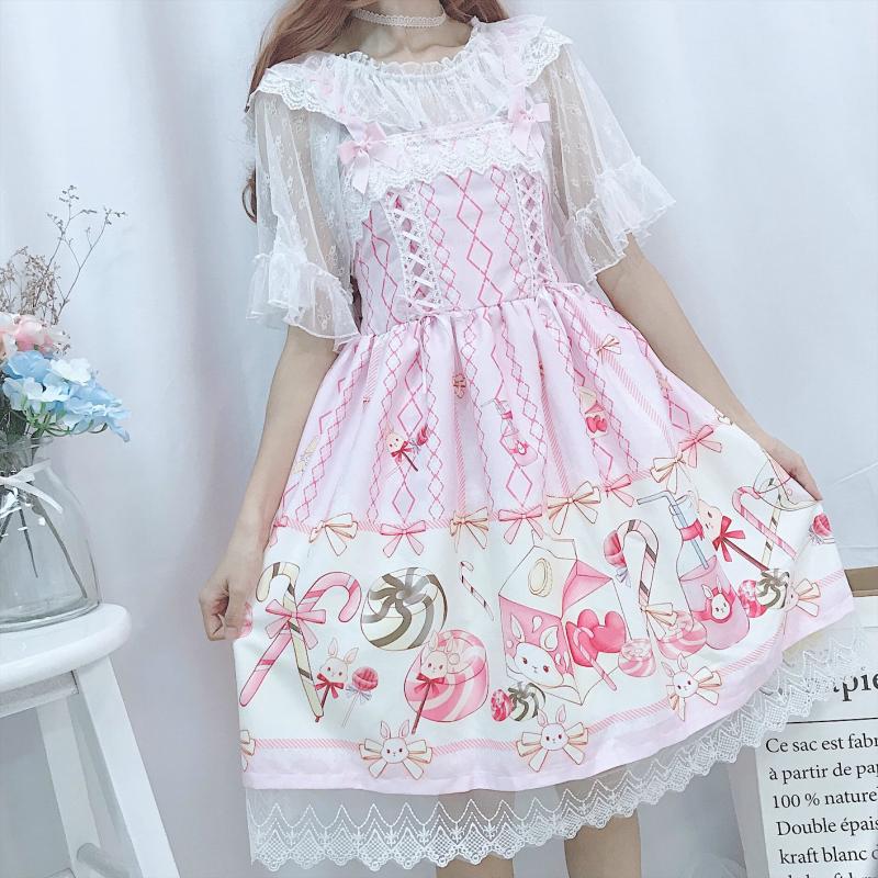 Japanese Sweet JSK Lolita Dress Women Summer Cute Soft