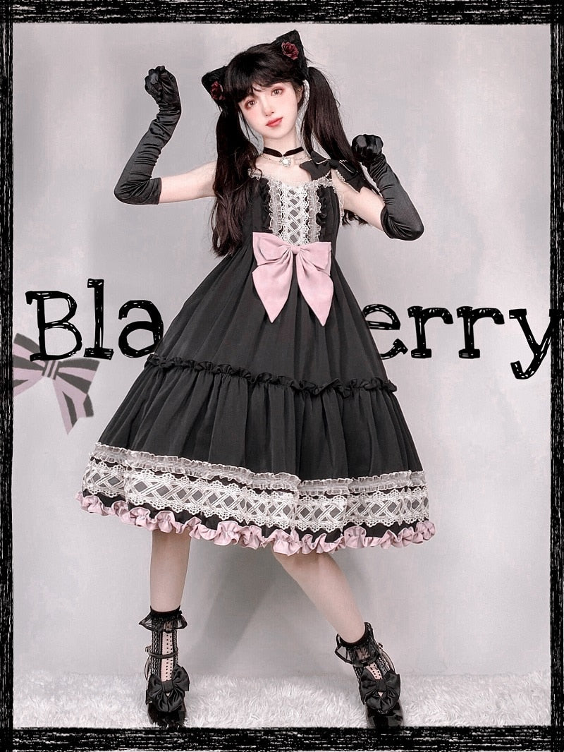 Dark Gothic Lolita Dress Girls Vintage BlackBerry Cake Lace Ruffles Cool Jsk Dress Women Sweet Sleeveless Punk Party Sling Dress