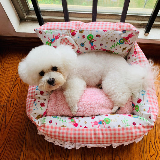 Soft Floral Pink Dog Bed