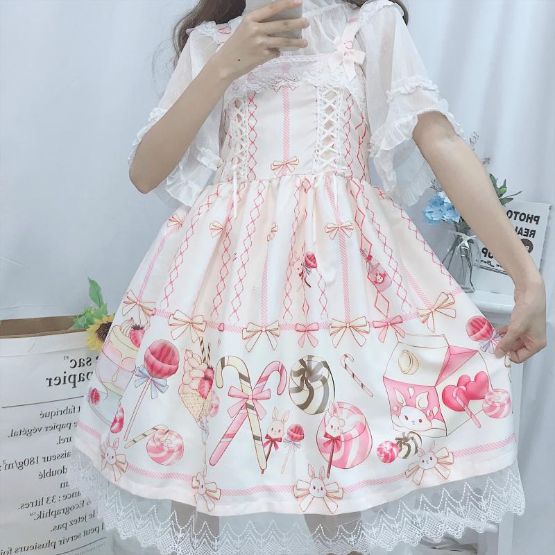 Japanese Sweet JSK Lolita Dress Women Summer Cute Soft