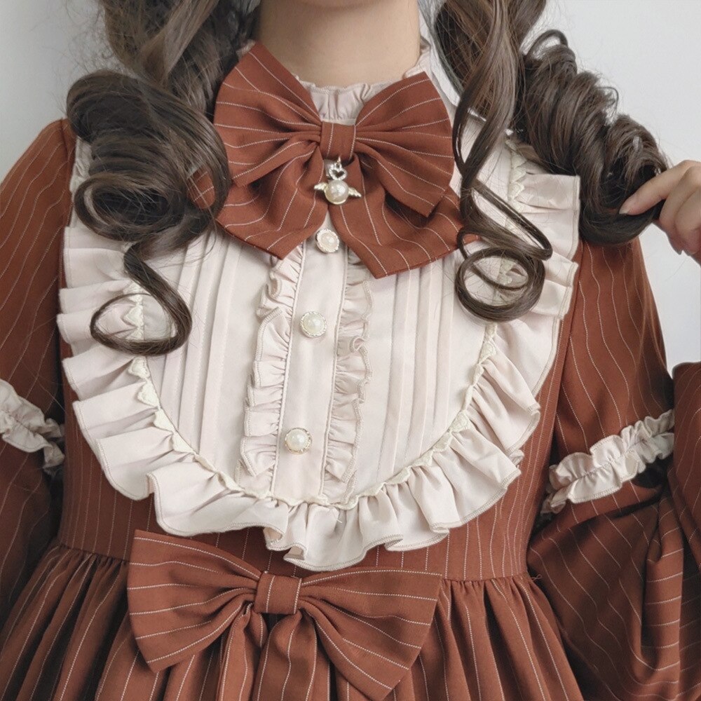 Original Bow Lolita Dress Sweet Cute Kawaii Girls Princess Maid Vintage Gothic High Waist Dress Women Soft Sister OP Daily Dress