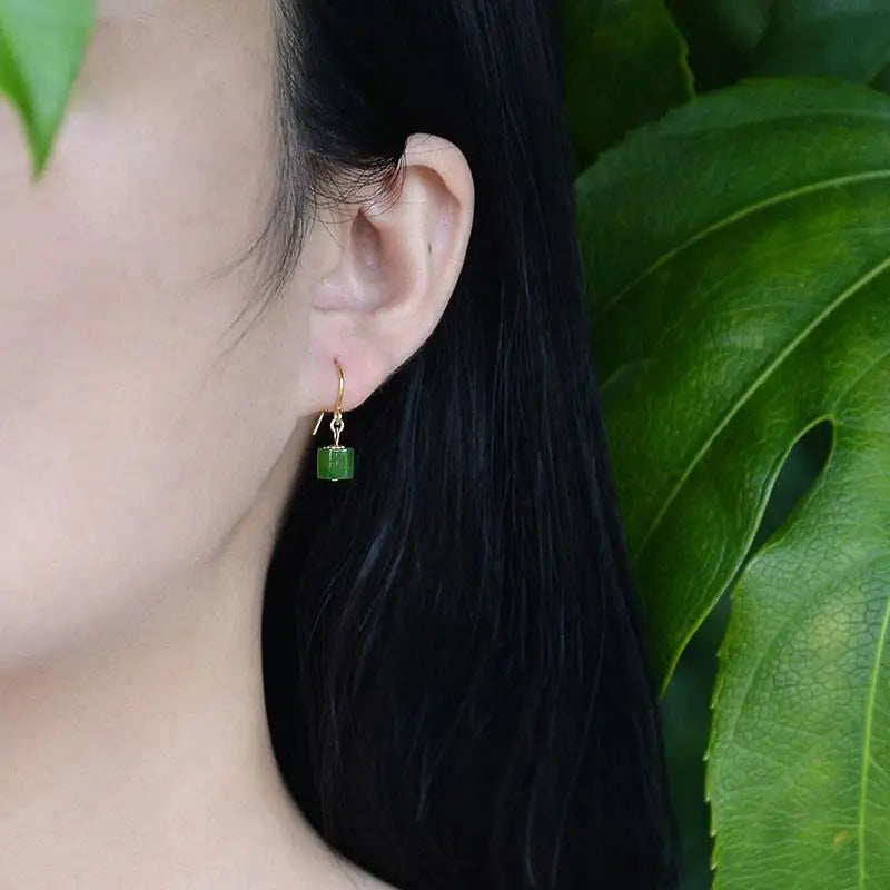 Mountain Color Natural Hetian Jade as Right as Rain Jasper Earrings S925 Sterling Silver Jade Eardrops Graceful Earrings New