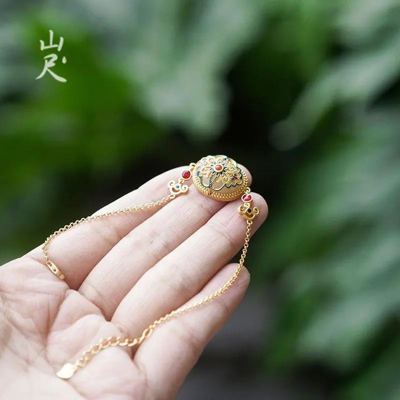 Xiyuan Natural Hetian Jade White Jade Bracelet 925 Sterling Silver Plated 18K Genuine Jade Bracelet Jewelry Mountain Feet