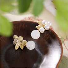 Load image into Gallery viewer, Palace Style Natural Hetian Jade Ball Bead Earrings S925 Silver White Jade Pearl Ear Studs Han Chinese Clothing Accessories Fash
