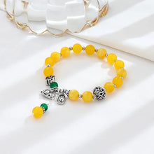 Load image into Gallery viewer, Natural mineral beeswax single circle cat bracelet female Nerf Ruyi single circle bracelet S925 Silver Retro
