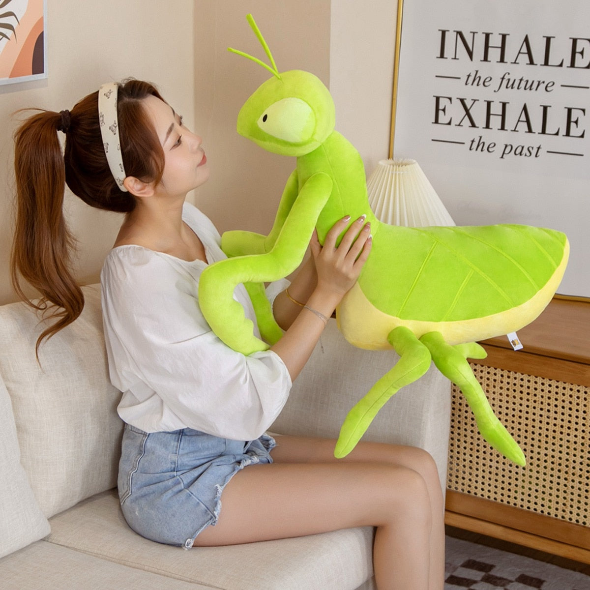 Kawaii Green Praying Mantis Plush Toy Simulation Stuffed Animal