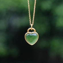 Load image into Gallery viewer, [Heart Light] Natural Hetian Jade Love Heart-Shaped Jasper 925 Silver Vintage Pendant Jade Ladies Silver Necklace

