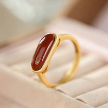 Load image into Gallery viewer, Natural South Red Agate Ring S925 Sterling Silver Jade Adjustable Ring Simple Fashion Classic Gift Ornament for Women
