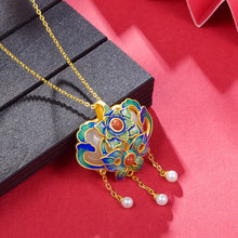Load image into Gallery viewer, S925 Silver Inlay Hetian Jade Lock of Good Wishes Pendant National Fashion Necklace Ornament
