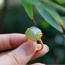 Load image into Gallery viewer, Original S925 Sterling Silver Xiangyun Hetian Jade Lady Temperament Simple Elegant Retro Open Jade Ring Rings Ring
