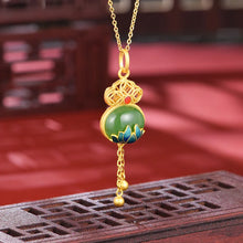 Load image into Gallery viewer, S925 Silver Inlay Natural Hotian Jade Pendant Fu Lu Gourd National Trendy Style Necklace for Women
