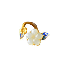 Load image into Gallery viewer, S925 Silver Inlay Hetian Jade White Jade Linlang Plum Ring Women&#39;s Simple Natural Flower Ring Ornament
