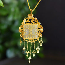 Load image into Gallery viewer, Yuyue Longmen Natural Hetian Jade Necklace Female S925 Sterling Silver Vintage Necklace Female Ethnic Style Chinese Style
