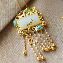 Load image into Gallery viewer, Original S925 Sterling Silver Natural Hetian Jade White Jade Tassel Pendant Ancient Style Han Chinese Clothing Necklace Court
