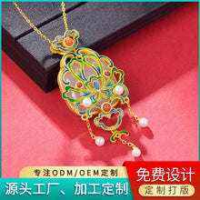 Load image into Gallery viewer, S925 Silver Inlay Natural Hetian Jade Beautiful Wish Pendant National Fashion Necklace
