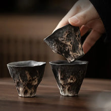Load image into Gallery viewer, Japanese style wabi-sabi style lotus rhyme tea cup rough pottery kung fu tea set tasting tea cup small single cup master cup
