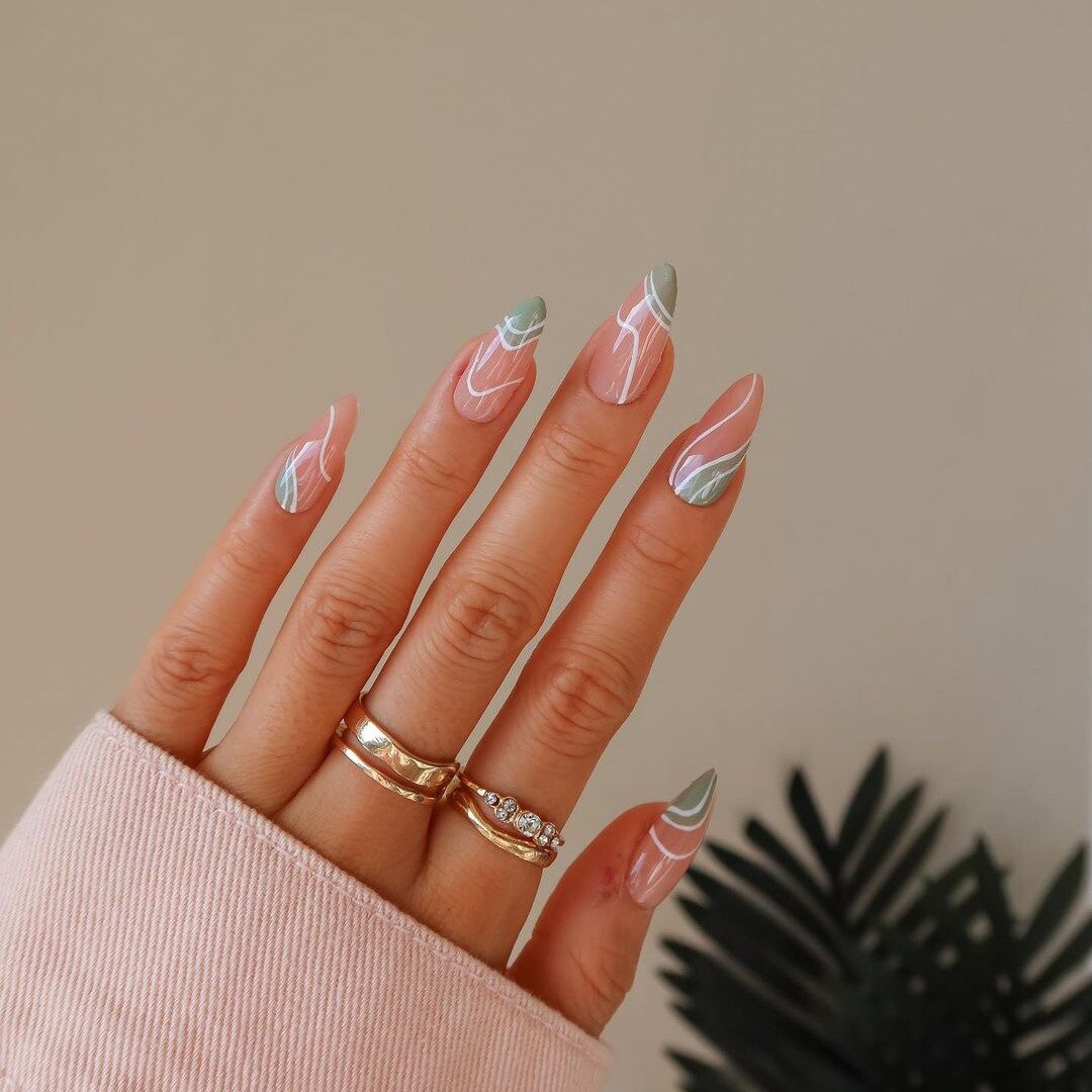 24P Artificial Full Coverage Fake Nails with Glue Press on Nail DIY Manicure Oval Head False Nails Pink Almond Nail Art Set Tips