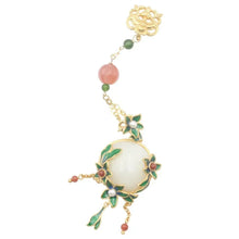 Load image into Gallery viewer, Copper-Plated Gold Inlaid Imitation Hetian Jade Cheongsam Overlapping-Weight Hanging Piece Pendant Necklace Dual-Use Detachable
