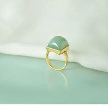 Load image into Gallery viewer, Natural Hetian Jade S925 Sterling Silver Ring Russia Jasper Pale Blue Unstructured Men and Women Ruyi Ring Jewelry
