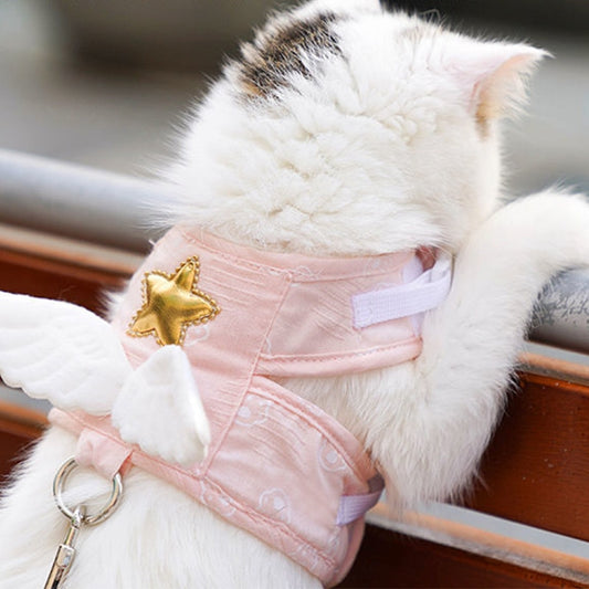 Angel Wing Star Pink Cat Harness