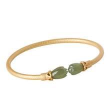 Load image into Gallery viewer, Original S925 Sterling Silver Bracelet for Women Hetian Jade Ancient Gold Orchid Retro Opening Chinese Style Bracelet
