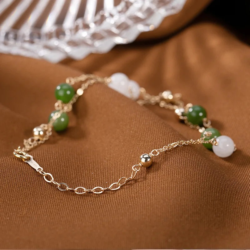 Chengyue Small Exquisite Starry Bracelet Jasper Plated 14K Gold Gilded White Jade Bracelet High-Grade Women's Jewelry