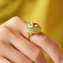 Load image into Gallery viewer, Natural Hetian Jade Pearl Ring S925 Sterling Silver Vintage Court Style Elegant Jade White Jade Roasted Blue Ring Jewelry
