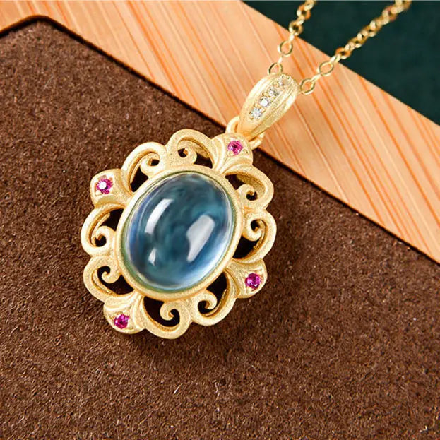 Natural Hetian Jade Mosaic Jade Pendant S925 Sterling Silver Retro Simple Tag Necklace All-Matching for Girlfriend Mother