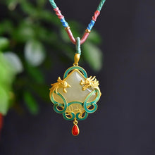 Load image into Gallery viewer, Prosperity Brought by the Dragon and the Phoenix Hetian Jade Necklace Women&#39;s Sterling Silver Chinese Style Ethnic Style Vintage
