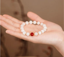 Load image into Gallery viewer, Pure silver white jade red agate beaded bracelet female 2023 new fashion bestie red bracelet light luxury temperament jewelry
