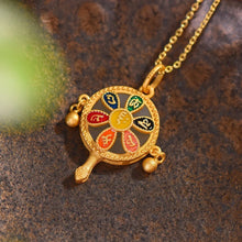 Load image into Gallery viewer, S925 Silver Inlaid Hetian White Jade Six Words Mantra Pendant Tibetan Prayer Wheel Enamel National Fashion Chinese Style Pendant
