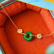Load image into Gallery viewer, New Ancient Heritage Emerald Lucky Bamboo Pendant Alluvial Gold Necklace Women&#39;s Yellow Gold Plated Necklace Safety Buckle
