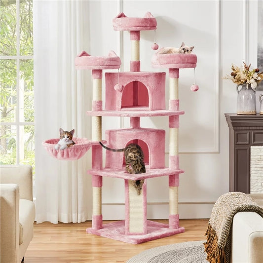 69'' Cat Pink Tree with Condos