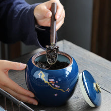 Load image into Gallery viewer, Kung Fu Tea Set Tea Can Waker Storage Tank Warehouse Ji Blue Glazed Large Ceramic Ji Blue Sealed Jar Box Organizer Teaware Bar
