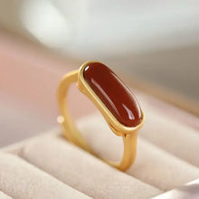 Load image into Gallery viewer, Natural South Red Agate Ring S925 Sterling Silver Jade Adjustable Ring Simple Fashion Classic Gift Ornament for Women
