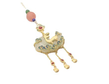 Load image into Gallery viewer, Copper-Plated Gold Inlaid Imitation Hetian Jade New Chinese Cheongsam Lappet Pendant Women&#39;s Ethnic Style Accessories Beautiful
