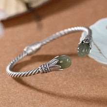 Load image into Gallery viewer, Original New S925 Sterling Silver Hetian Jade Gray Jade Personality Magnolia Antique Distressed Ladies Open-Ended Bracelet
