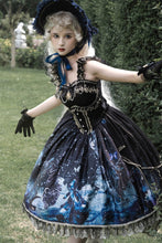 Load image into Gallery viewer, Japanese Gothic Lolita Jsk Dress Vintage Dark Lace Mesh Bow Fairy Fish Print Harajuku Party Dresses Girls Punk Suspender Vestido

