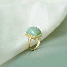 Load image into Gallery viewer, Natural Hetian Jade S925 Sterling Silver Ring Russia Jasper Pale Blue Unstructured Men and Women Ruyi Ring Jewelry
