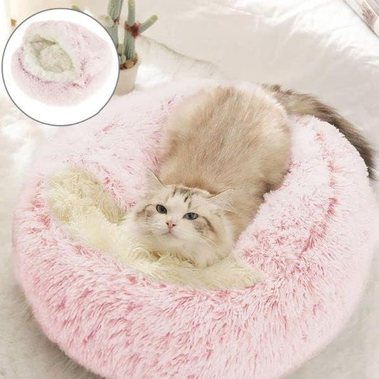 Soft Plush Round Cat Pink Bed